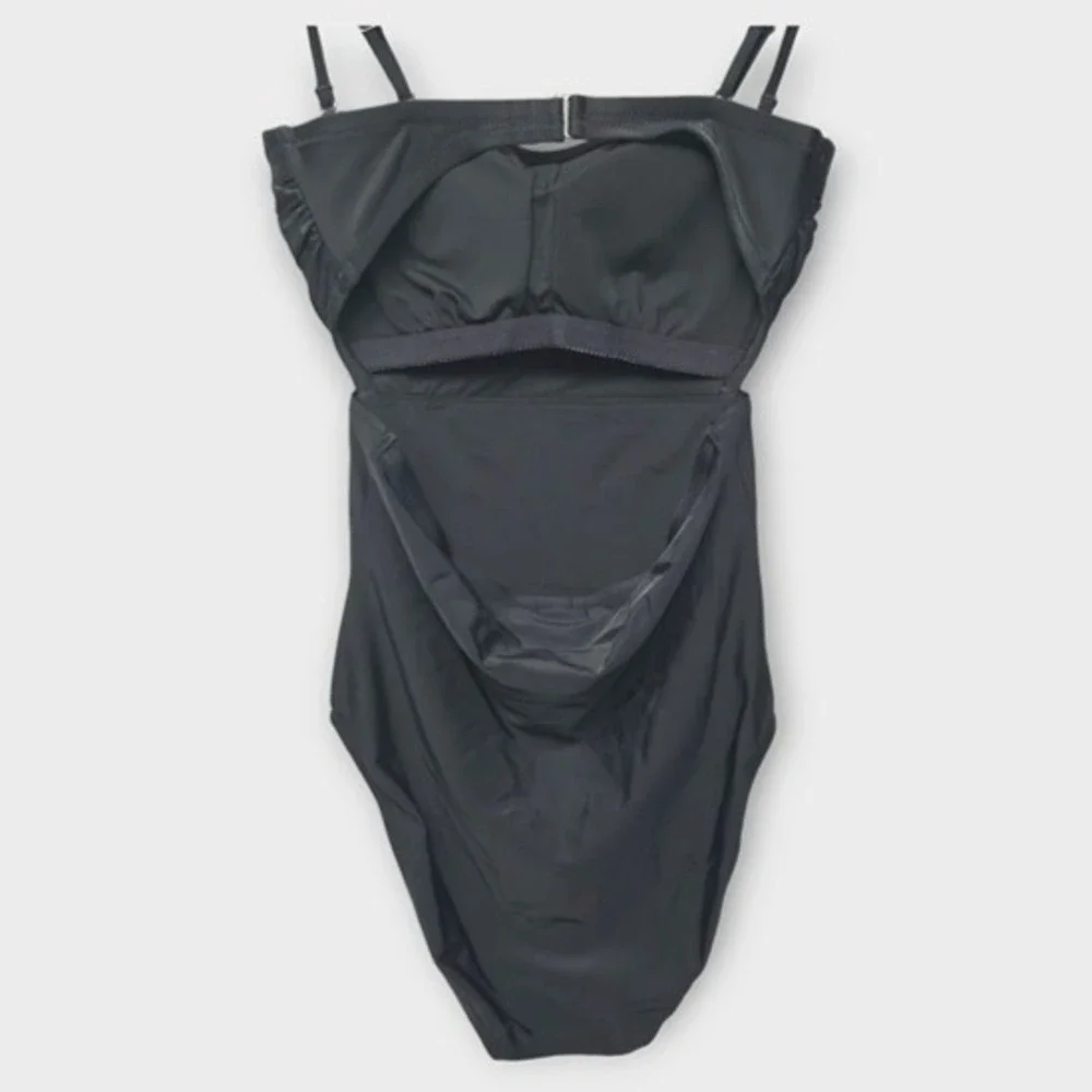 J. Crew Back Cutout One-Piece Swimsuit Black S Minimalist Resort Vacation NWT